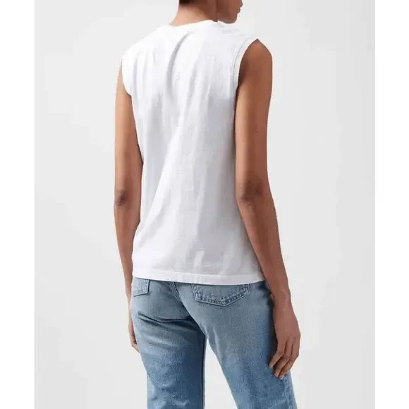 ATM Anthony Thomas Melillo Women White Classic Jersey Sleeveless Boy Tee Size XS - Picture 2 of 2